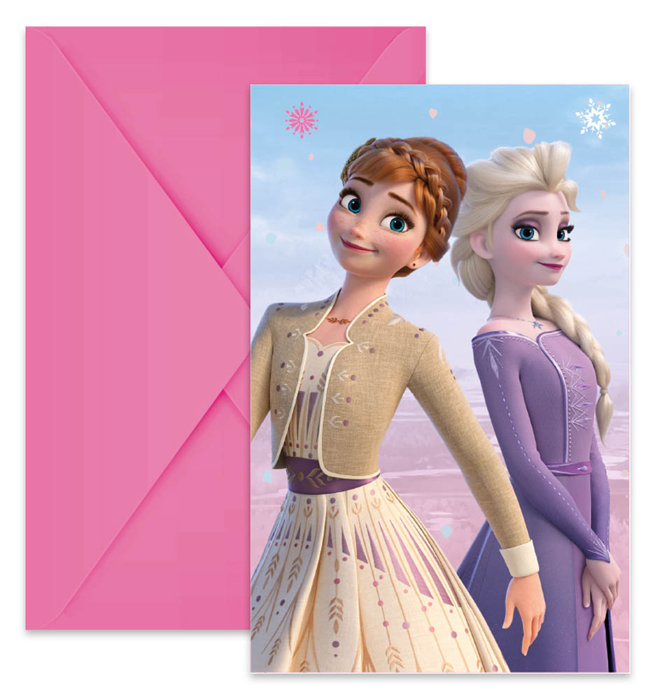 Frost Temafest Indbydelser med Anna og Elsa - 6 Stk.