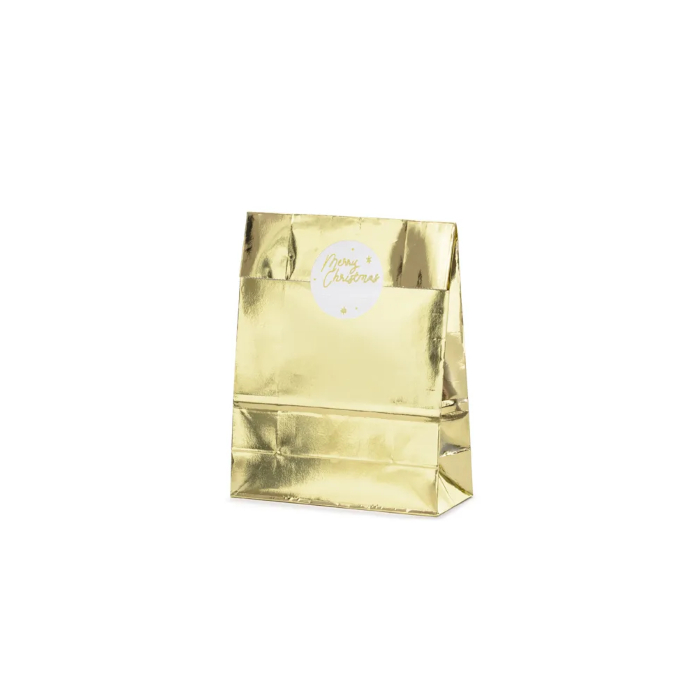 Gavepose Merry Christmas i Guld - 3 stk. 25x38x11 cm