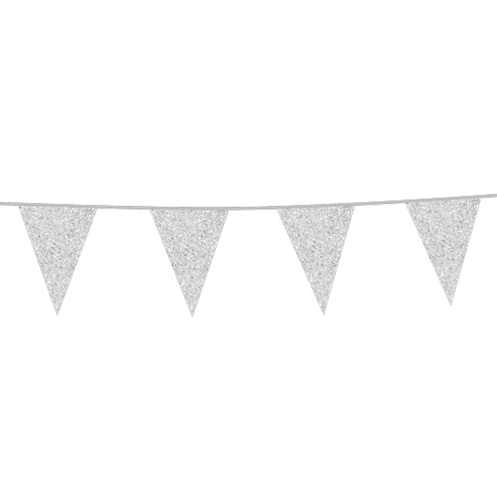 Glitrende Sølv Vimpel Banner til Fest - Glamour og Elegance