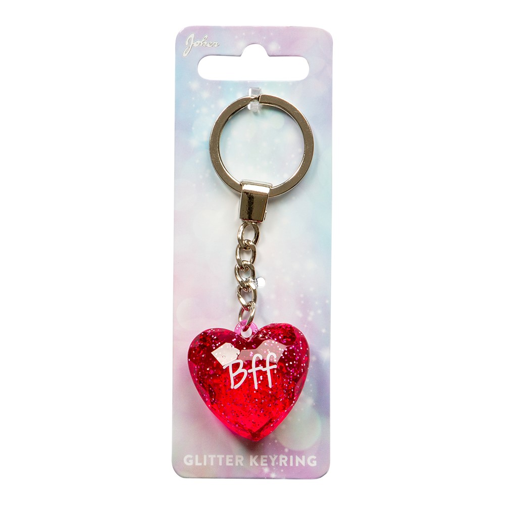 Glitrende Hjerte Nøglering med BFF – Den Perfekte Gave!