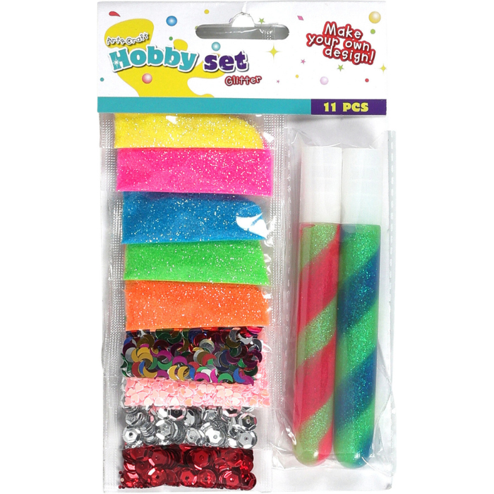 Glitter Hobby Sæt Med Lim   Glitter