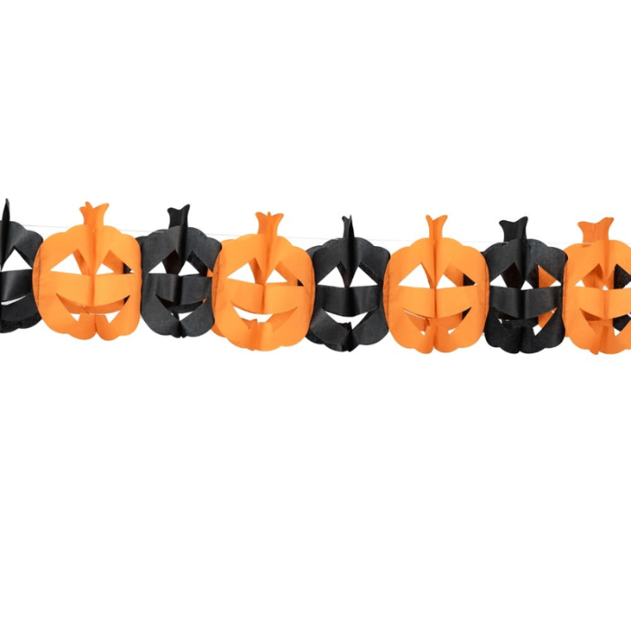 Græskar Guirlande i Sort og Orange - Perfekt til Halloween!