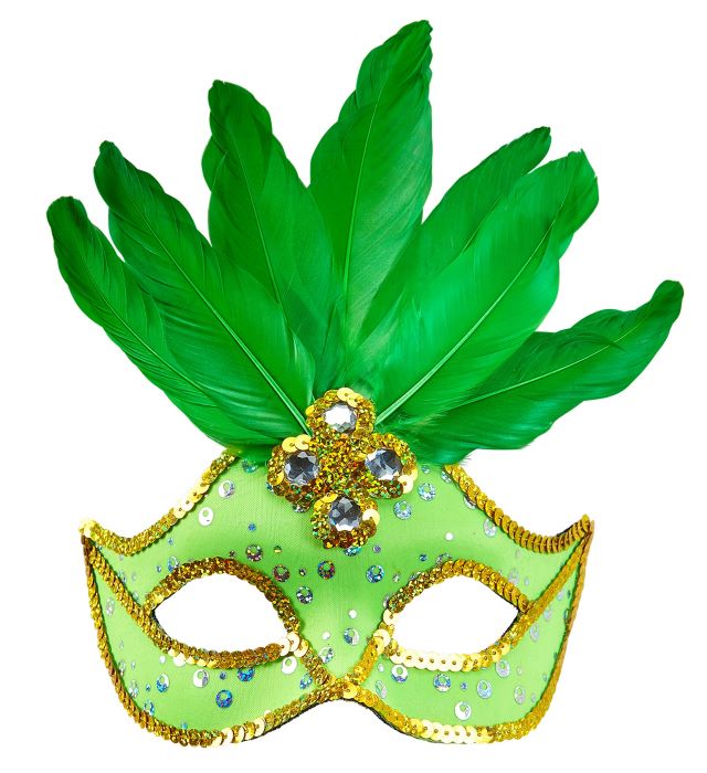 Grøn Braziliansk Maske Med Fjer