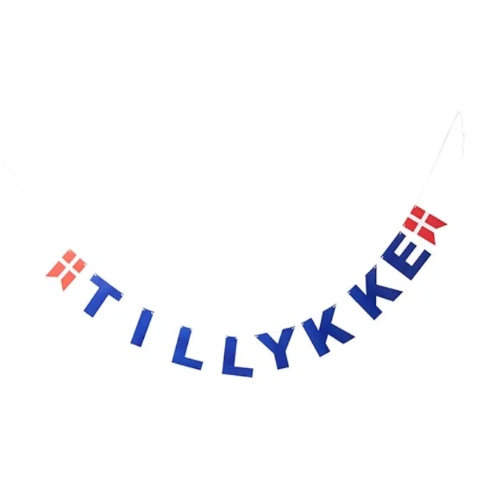 Blå Student Guirlande Tillykke - 8m Festpynt