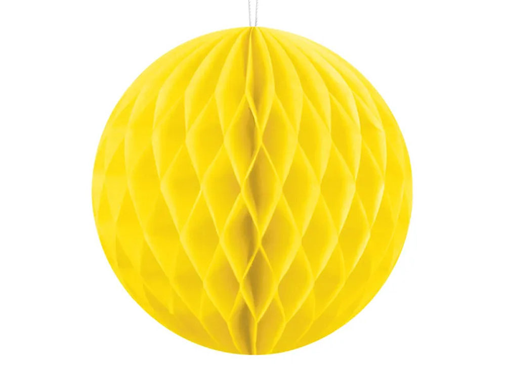 Gul Honeycomb Kugle 20 cm til Festlige Anledninger