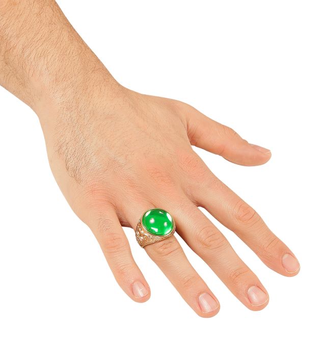 Guld Ring Med Grøn Sten - Perfekt Til Udklædning!