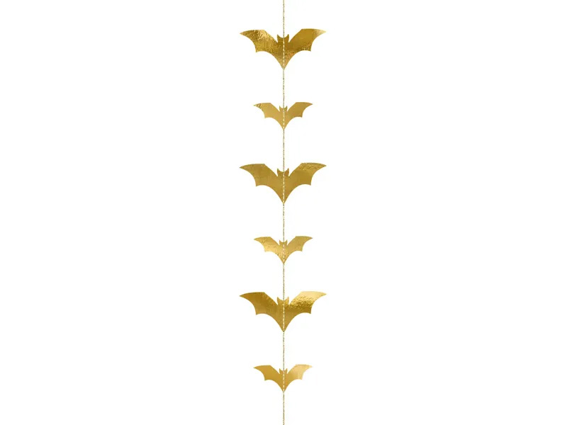 Guld Flagermus Guirlande til Halloween - 1,5 Meter