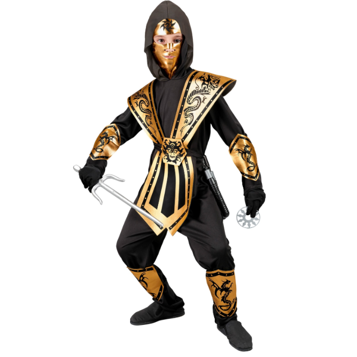 Guld Ninja Kostume til Børn - Fantastisk Tilbud!