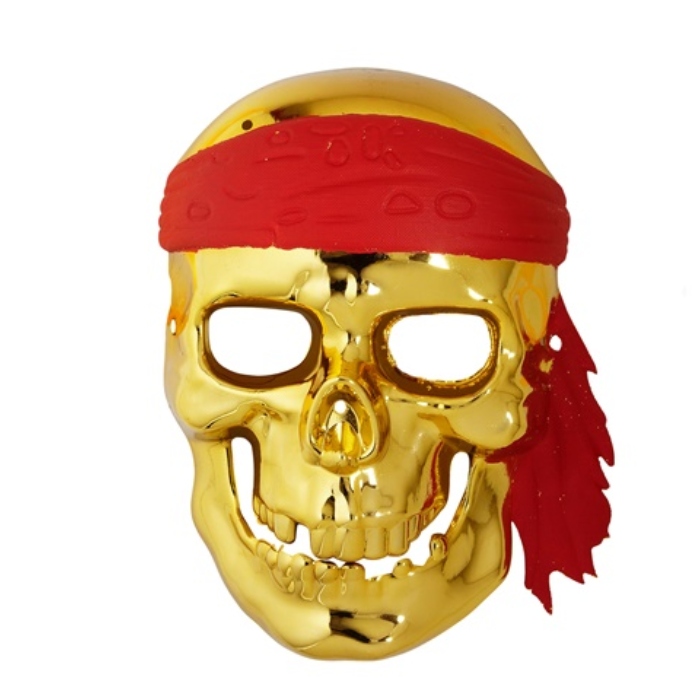 Guld Pirat Skelet Maske med Rød Bandana - Fantastisk Tilbud!