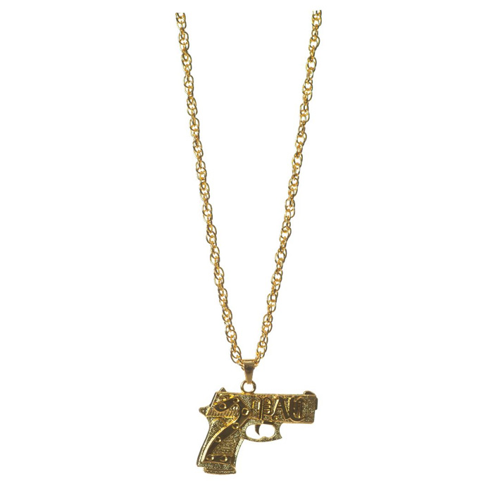 Guld Pistol Halskæde - Edgy Tilbehør til Festlige Anledninger!