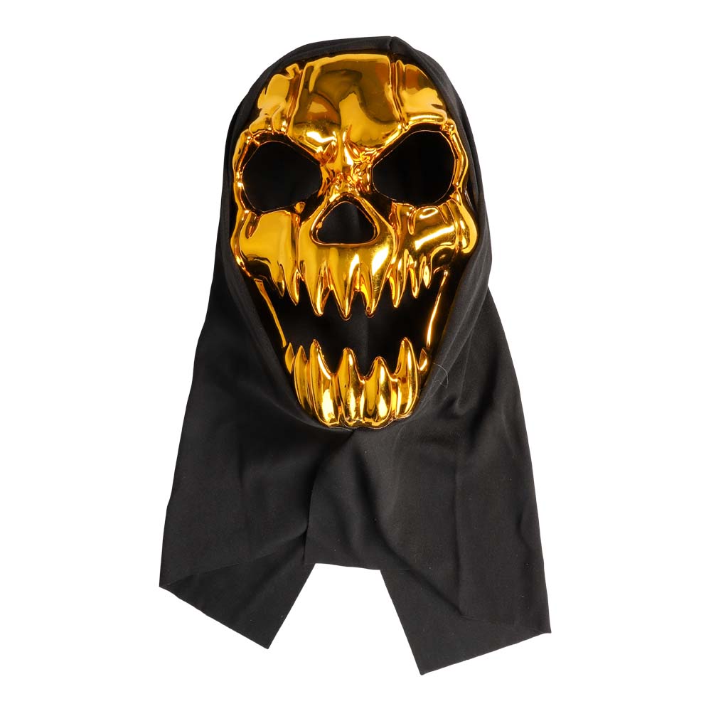 Guld Skelet Monster Maske til Halloween - Uhyggelig Elegance!