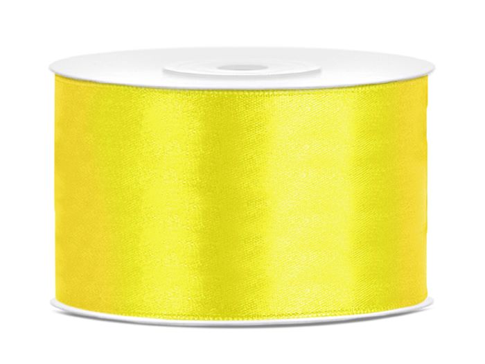 Gult Satinbånd 38 mm x 25 m til Festpynt