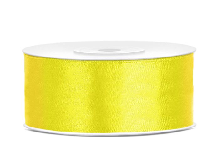 Gult Satinbånd 25 mm x 25 m til Festpynt og Dekoration
