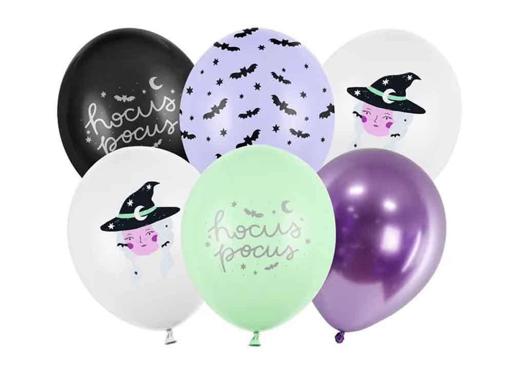Uhyggelige Halloween Balloner med Hekse og Flagermus