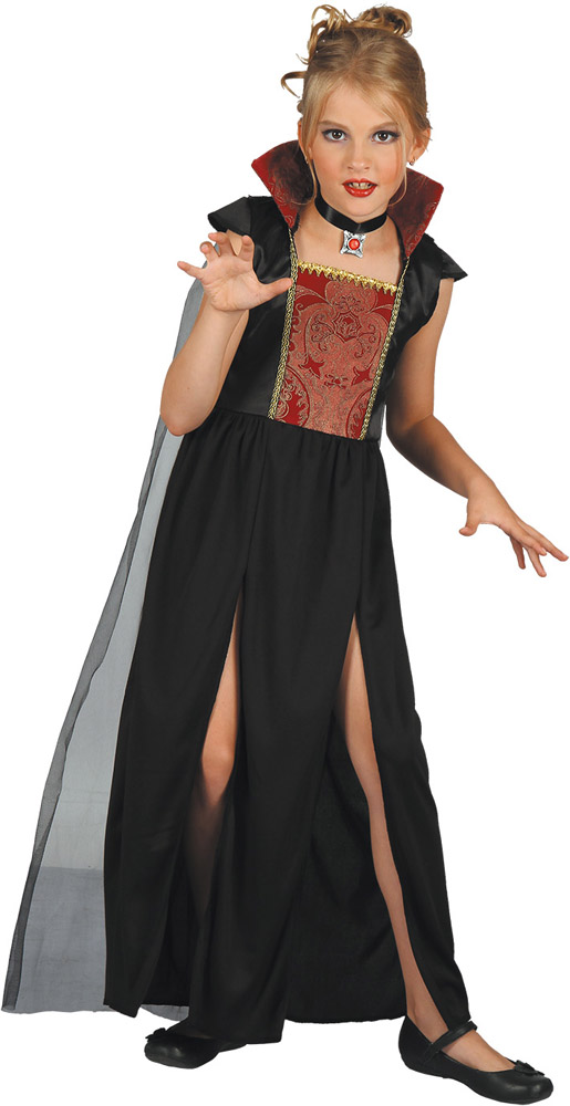 Elegant Vampyrkostume til Børn – Sort og Rød Halloweenfest
