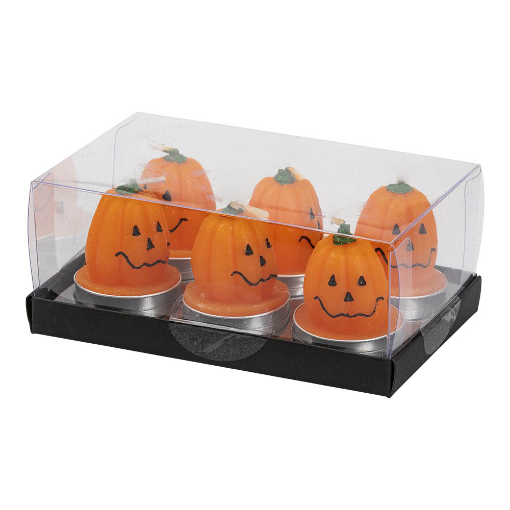 Halloween Græskar Fyrfadslys – 6 stk. Tilbud!