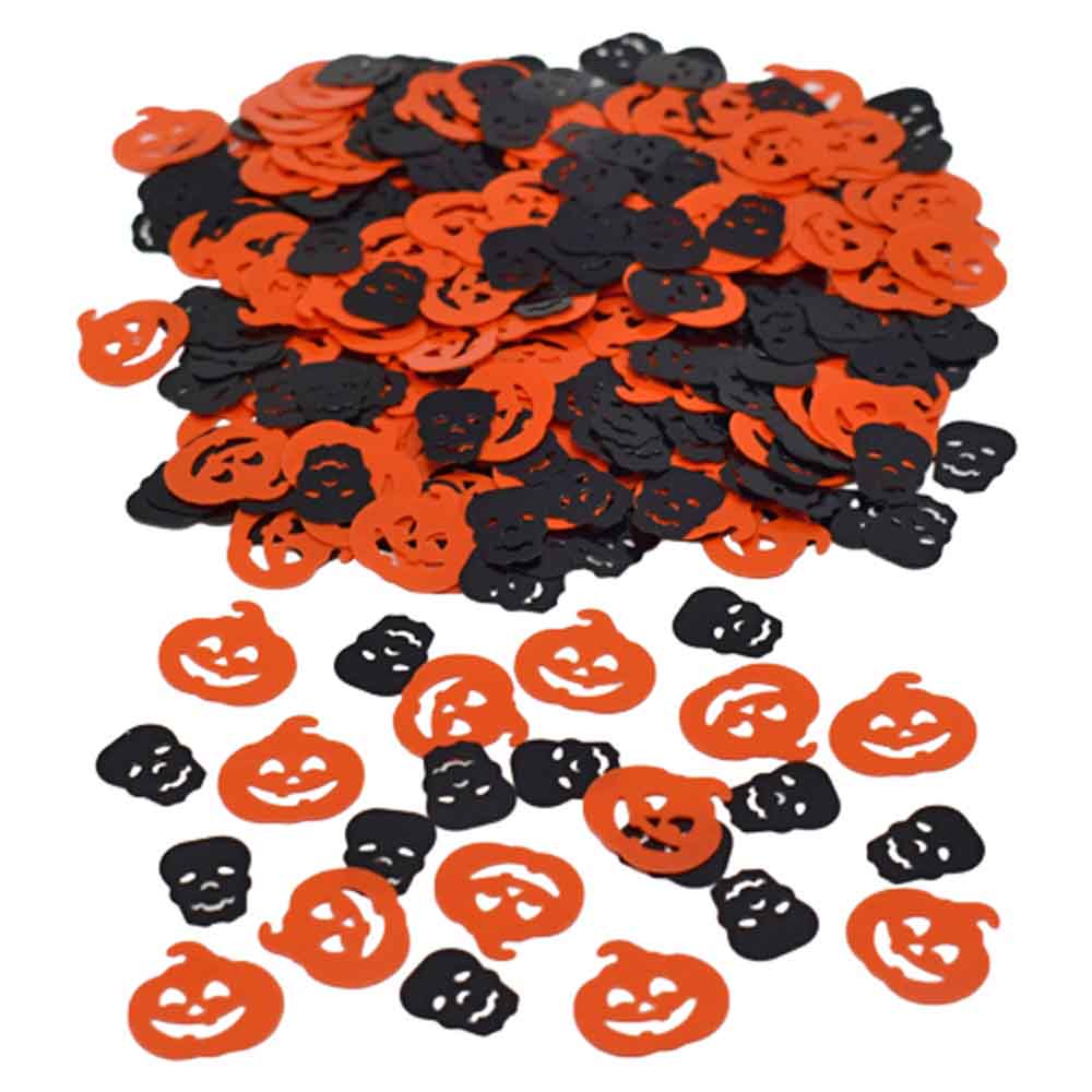 Halloween Konfetti med Græskar og Dødningehoveder 20g