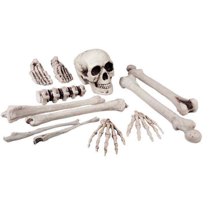 Skræmmende Halloween Kranie og Skelet Knogler - 12 Dele