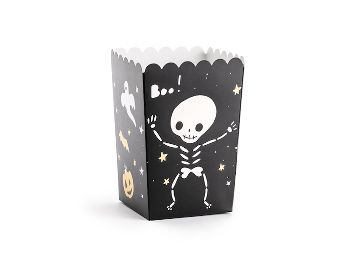 Halloween Popcorn Bæger - Skelet Design til Festen