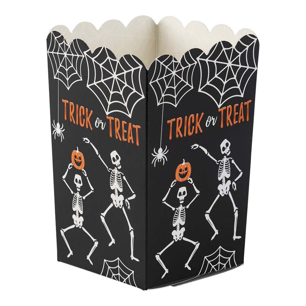 Halloween Popcornbægre med Skeletter – 8 stk. til Festen!