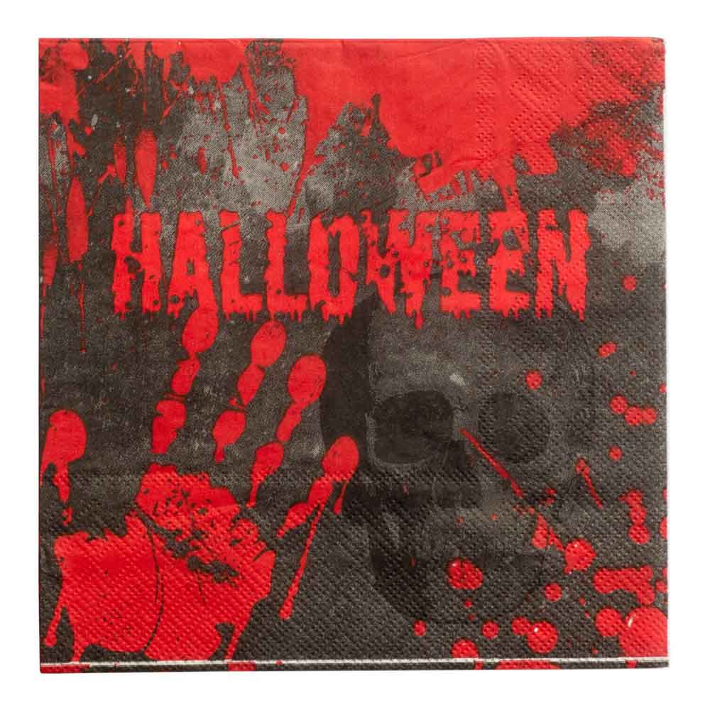 Skræmmende Halloween Servietter med Blodige Hænder – 16 Stk.