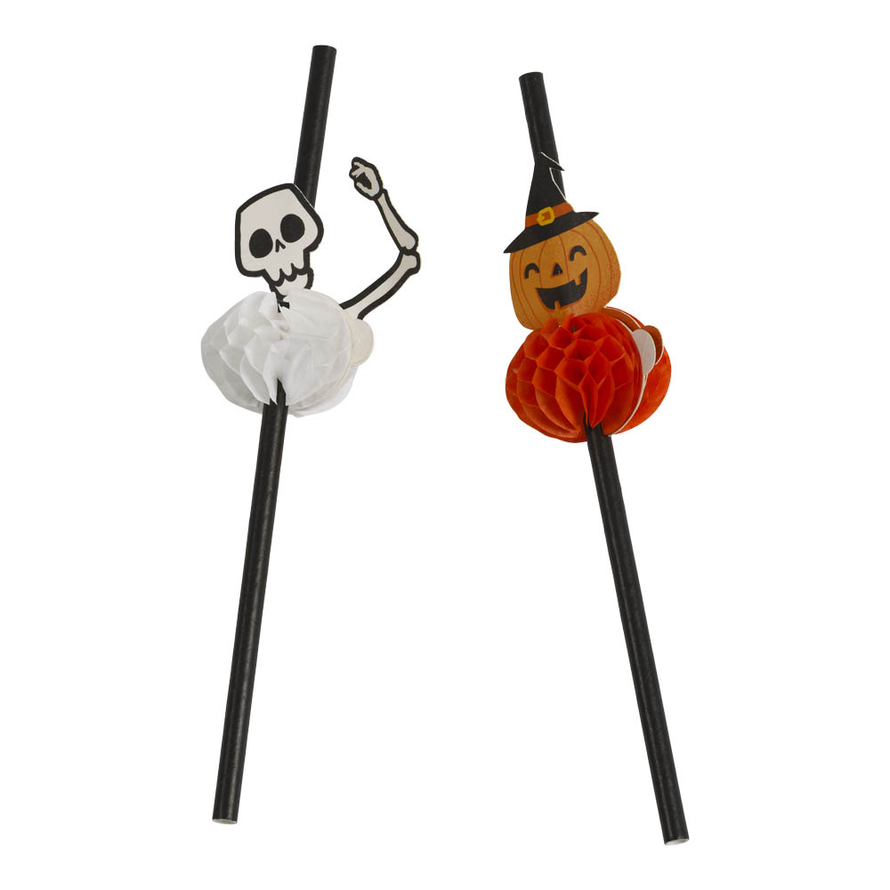 Halloween Sugerør med Honeycomb Motiver – 6 Stk. til Festen