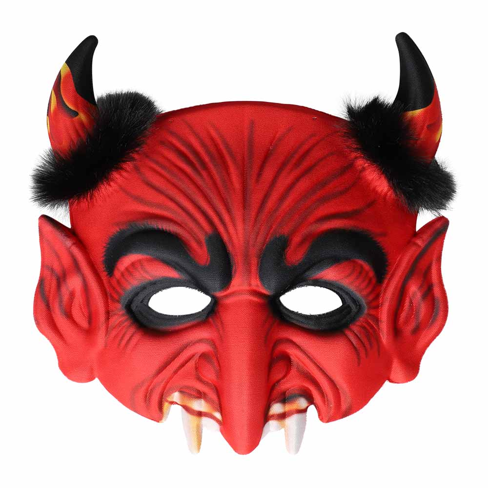 Rød Djævel Halvmaske til Halloween – Bestil nu!