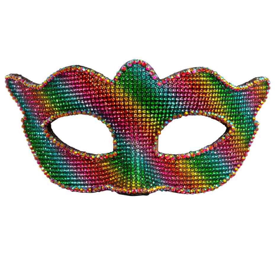 Regnbue Glitter Halvmaske – Festens Uundgåelige Elegance