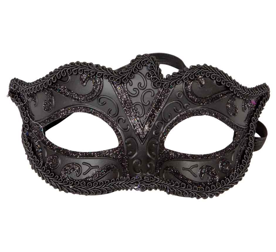 Elegant Sort Halvmaske til Maskebal – Mystisk Stil