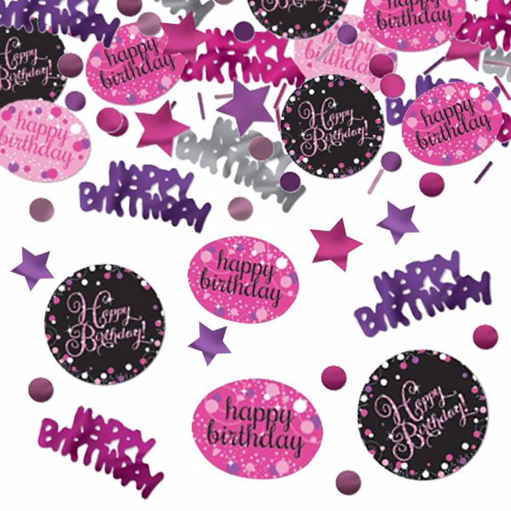 Lyserød Happy Birthday Konfetti – Festlig Dekoration