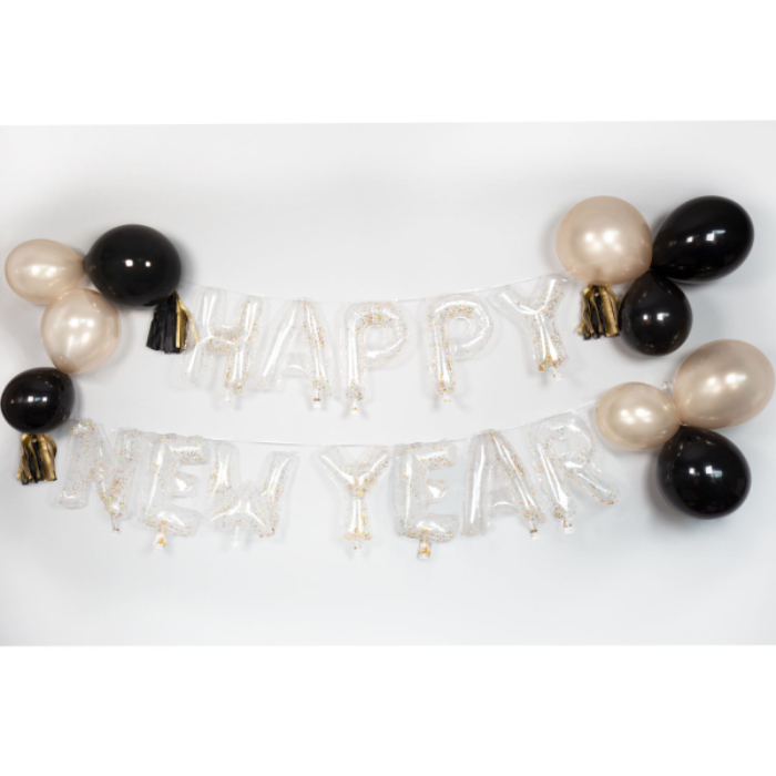 Guld og Sort Happy New Year Guirlande - 5m