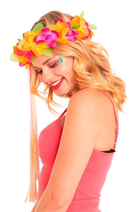 Hawaii Blomster Pandebånd i Pink og Orange til Fest