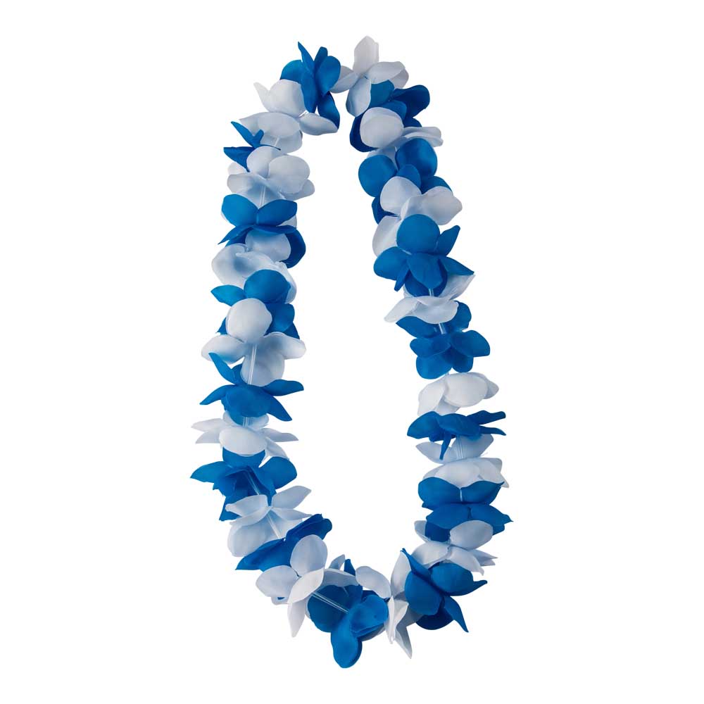 Tropisk Hawaii Krans med Blå og Hvide Blomster til Fest