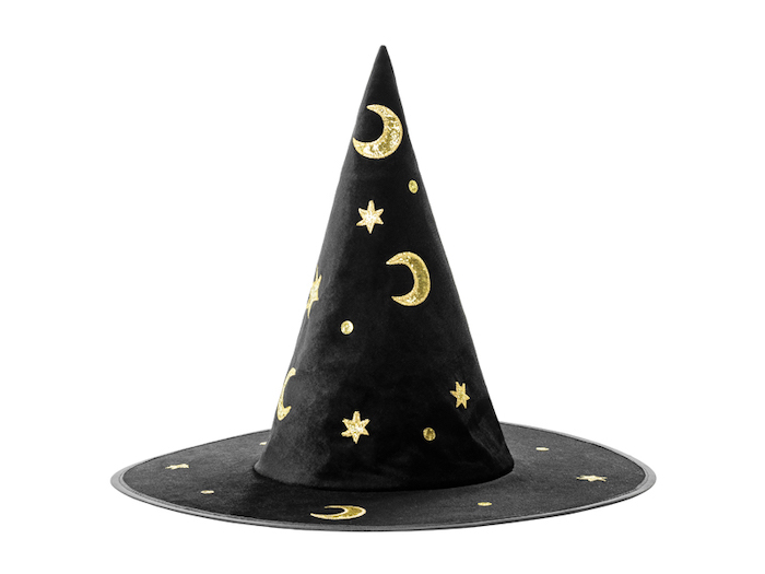 Heksehat med Guld Motiver til Halloween Fest