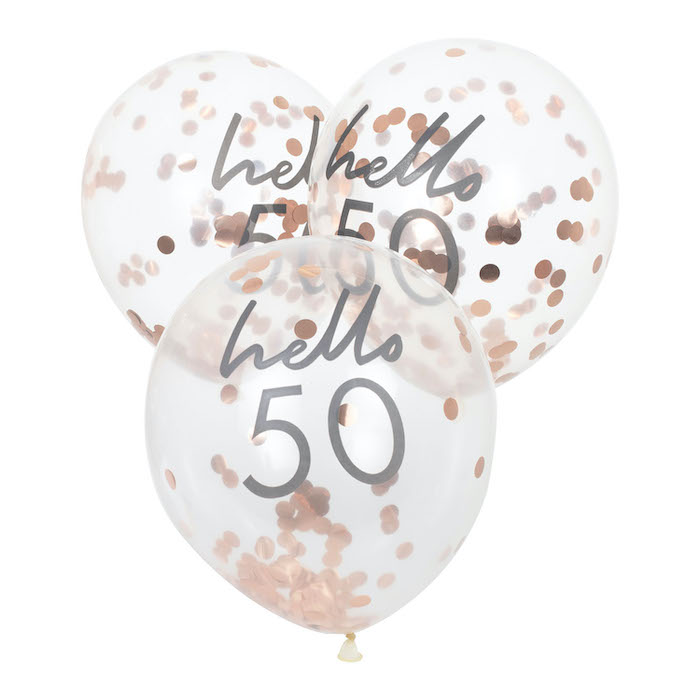 Hello 50 Rosa Gold Balloner 5x 30