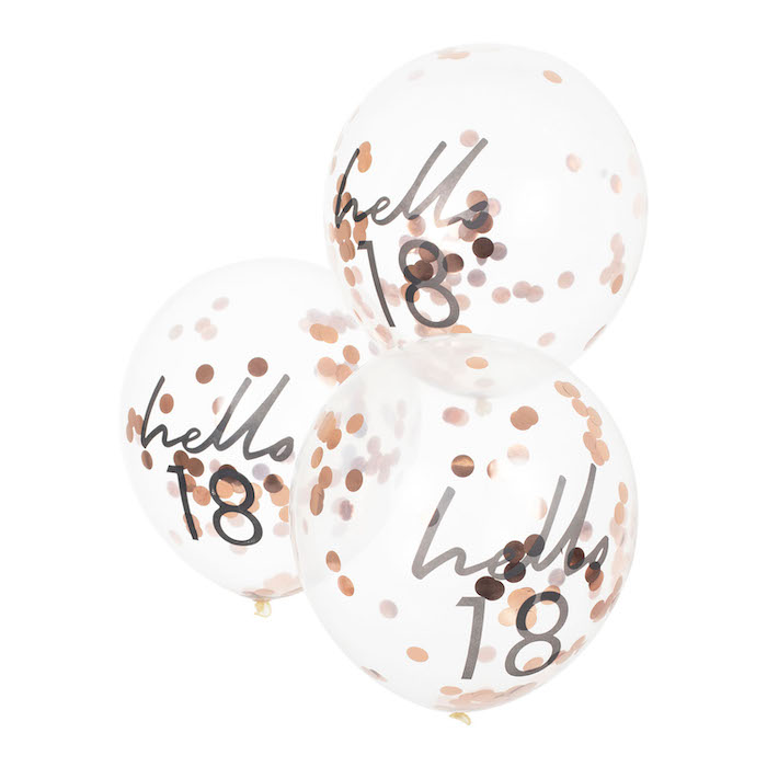 Hello 18 Rosaguld Fødselsdagsballoner - 5 stk. til fest!