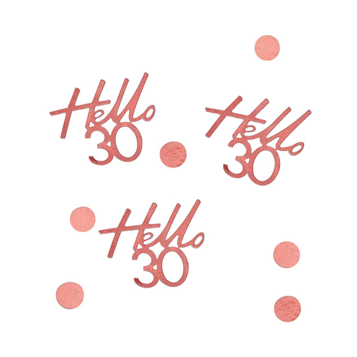 Hello 30 Rosaguld Konfetti til Fødselsdagseventyr