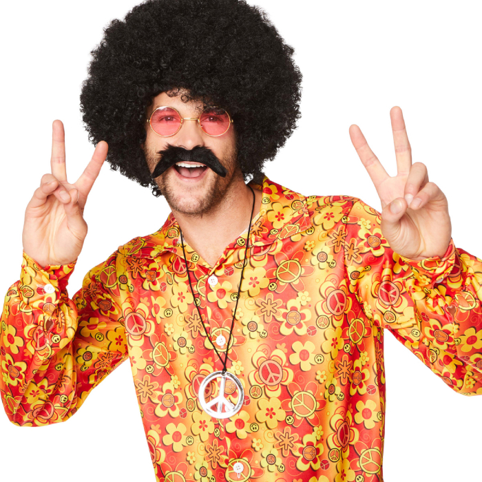 Hippie Skjorte Gul Med Blomster Til Mænd