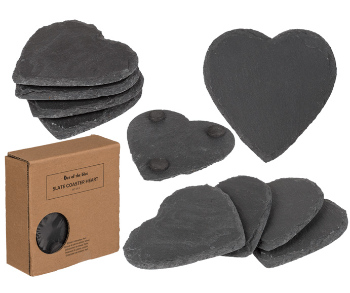 Hjerteformede Skifer Coasters – Elegant Bordpynt til Fest