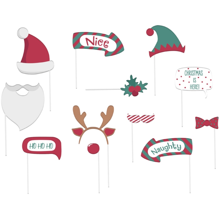 Jule Photo Booth Rekvisitter – 12 Festlige Elementer