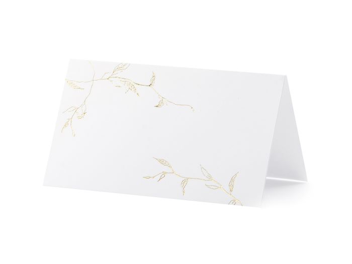 Hvid Bordkort Med Guld Grene Motiver 10x   5x5