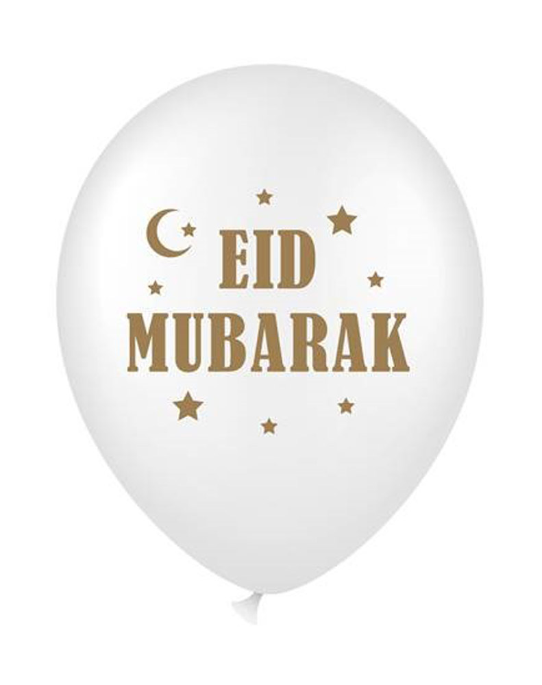 Hvide Eid Mubarak Balloner – Elegant Festdekoration
