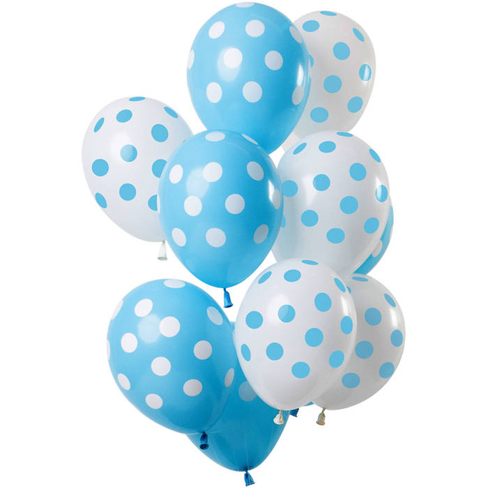 Hvide og Blå Prikkede Balloner - Perfekt til Fest!
