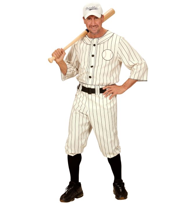 Hvidt Baseball Kostume til Mænd – Festtilbud!