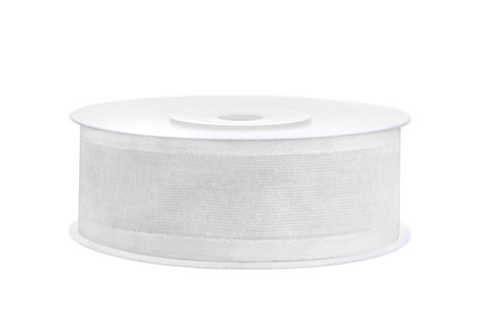 Elegant Hvidt Chiffon Bånd til Festpynt 25 mm x 25 m