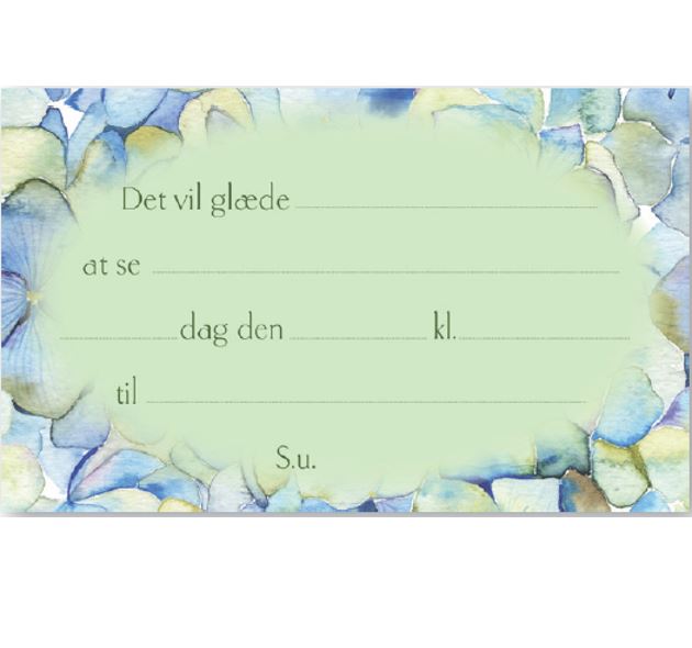 Hortensia Indbydelser med Kuverter – 5 Stk. til Festen