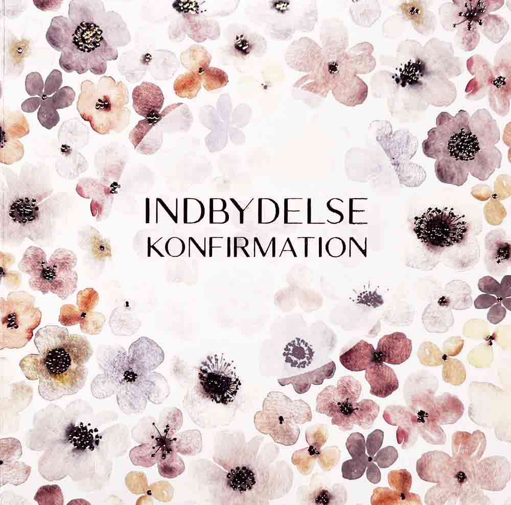 Elegante Anemone Indbydelser til Konfirmation – 5 stk.