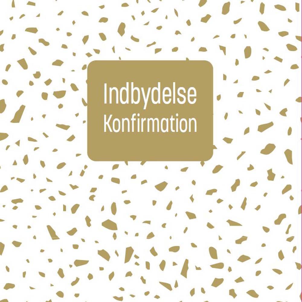 Guldmetallic Konfirmationsindbydelser – 5 Stk. Tilbud!