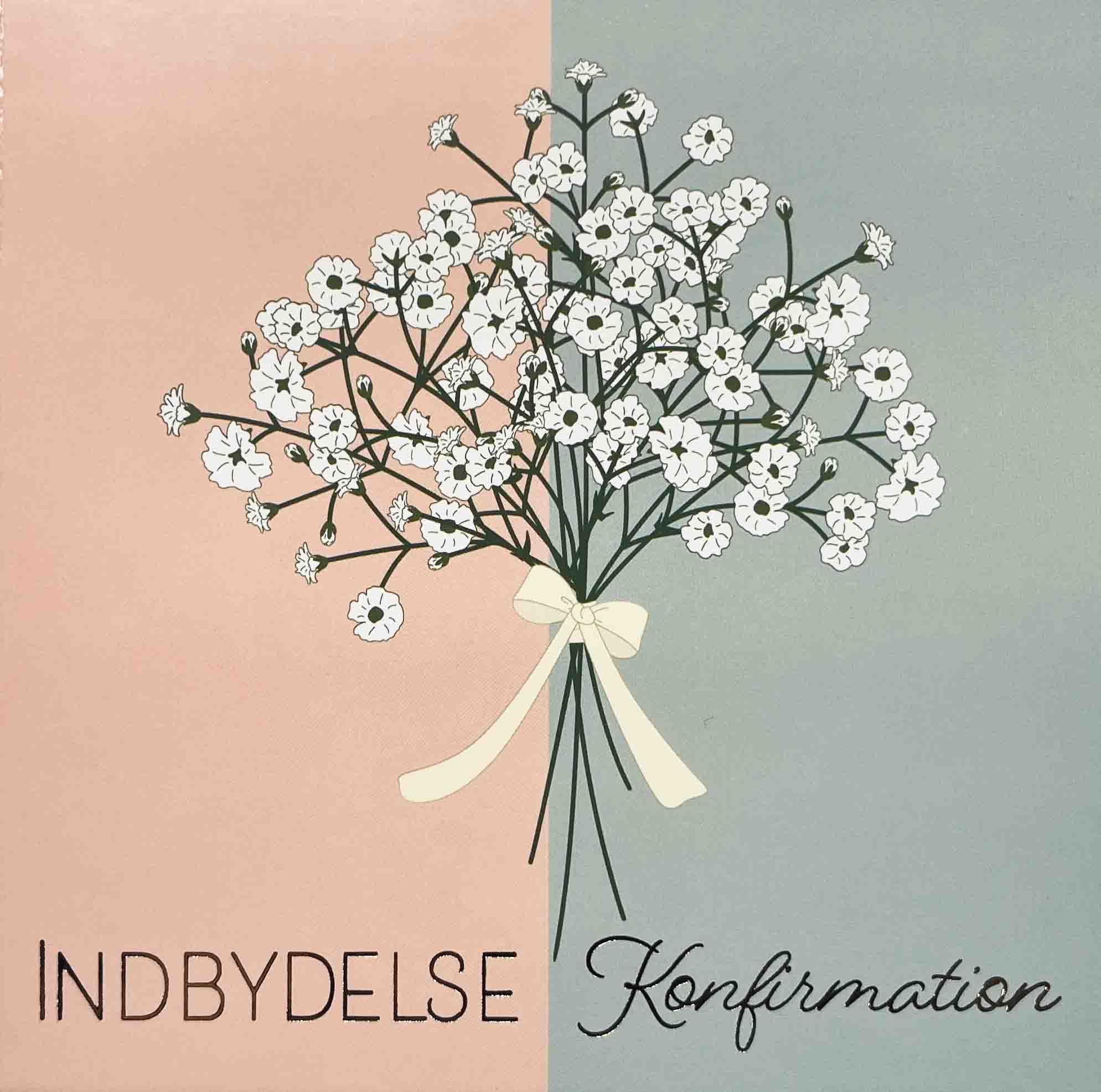Indbydelser Til Konfirmation   Stk  Hvide Blomster