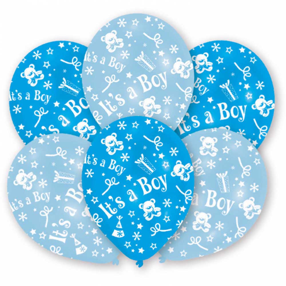 Lyseblå Baby Shower Balloner - 6 Stk. "Det er en dreng"